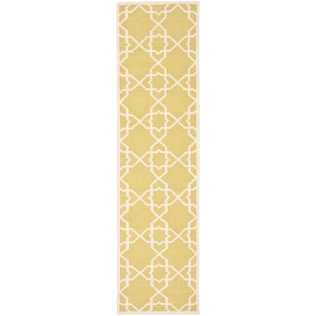Safavieh 2 ft.-6 in. x 8 ft. Dhurries Hand Woven Flat Weave Runner RugOlive & Ivory DHU548A-28